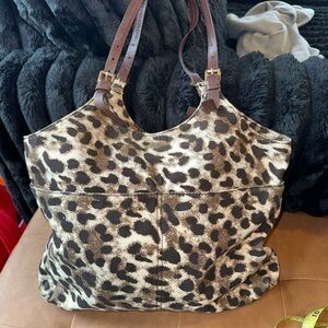 Michael Kors Leopard Print Tote with Brown Straps